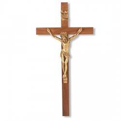 Slimline Walnut Wood Wall Crucifix - 10 inch [CRX4150]