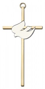 White Enamel Holy Spirit Wall Cross 6“ [CRB0039]
