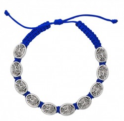 Women's Adjustable St. Michael Charm Bracelet with Blue Cord [MCBR0031]