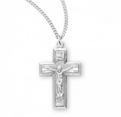 Petite Block Style Crucifix Medal Sterling Silver [RECRX1048]