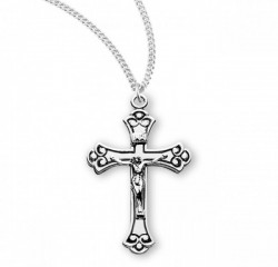 Women's Black Enamel Fancy Tip Flat Crucifix Medal [RECRX1051]
