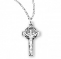 Women's Flower Tip St. Benedict Crucifix Necklace [HMM3306]
