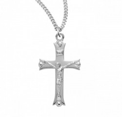 Women's Larger Notched Tip Crucifix Necklace [HMM3334]