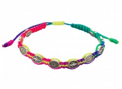 Women's Multi Colored Cord Bracelet with Miraculous Medals [MCBR0014]