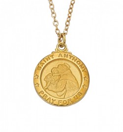 Women's Saint Anthony Medal Round Goldtone [MV2024]