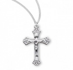 Women's Scroll Etched Crucifix Pendant Sterling Silver [RECRX1049]