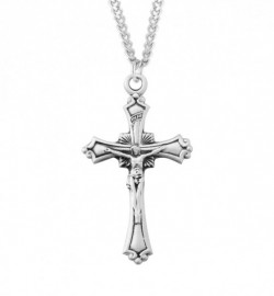 Women's Scroll Tip Crucifix Necklace [HMM3320]