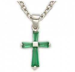 Youth Birthstone Baguette Cross Necklace [SNC0013]