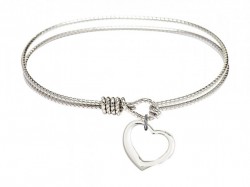 Cable Bangle Bracelet with a Contemporary Open Heart Charm [BRC4208]